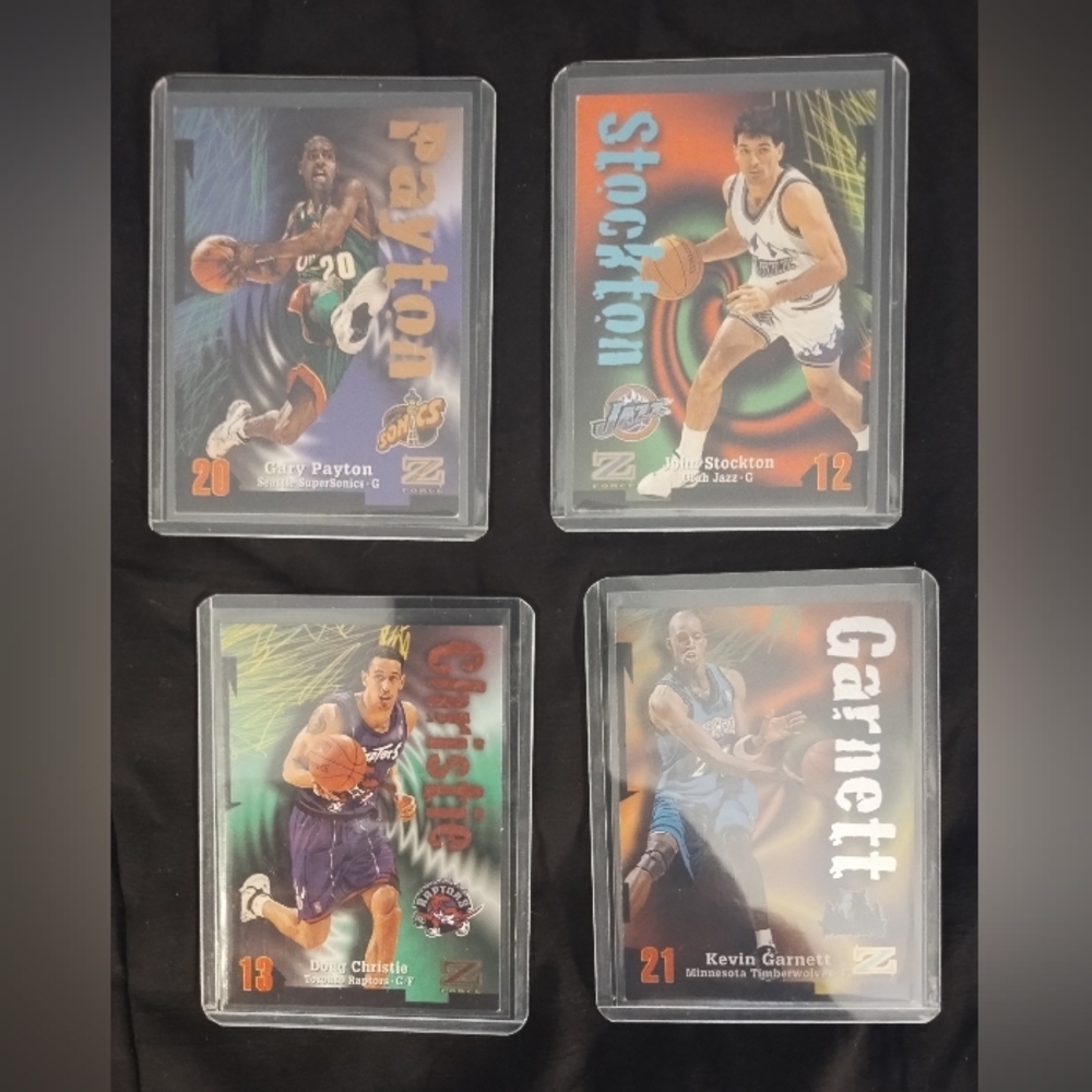 Vintage Basketball Trading Card Lot - Multi-Player Set (Black Background) 4cards